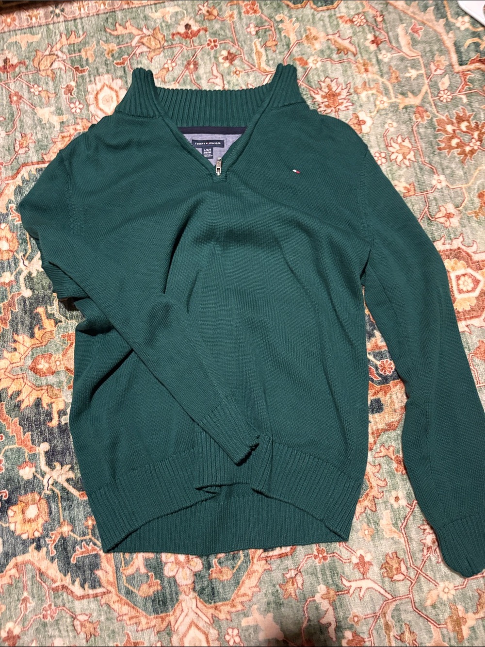 Tommy Hilfiger Dark Green Zip-Trim Cowl Sweater - Women